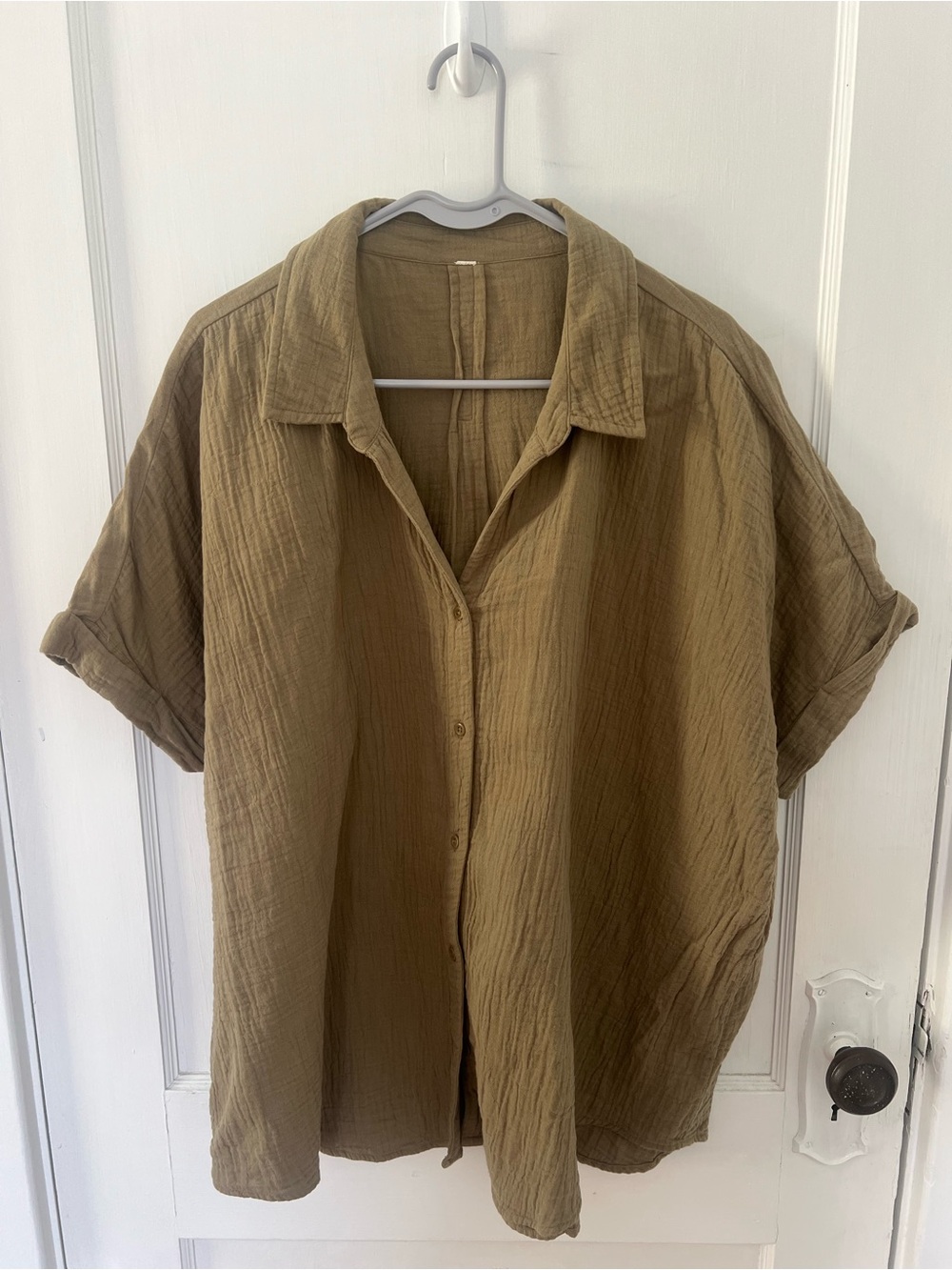 Pact - Organic Coastal Double Gauze Oversized Shirt - Olive Green